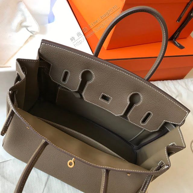Hermes女包 愛馬仕Birkin Hermes鉑金包 togo小牛皮 大象灰 金銀扣 Hermes手提女包  am1832